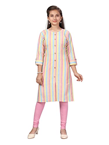 Aarika Girl'S Cotton Regular Tunic Shirt (Kurti-K-212_Pink_32)