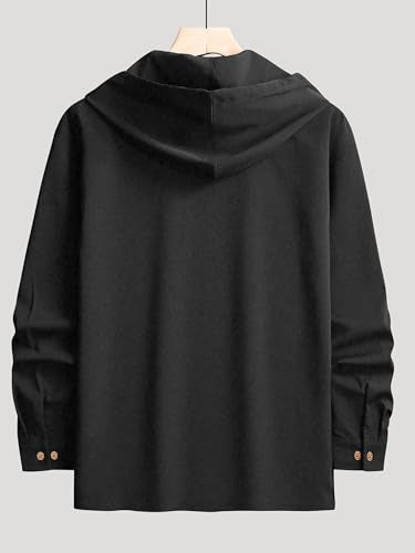 Noble Monk MenS Solid Regular Fit Shirt | Full Sleeves Hooded Shirt For Men