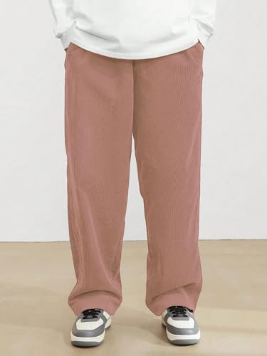 SHIENZY Mens Relaxed Sweatpants (1649_Corduroy Pant_Peach