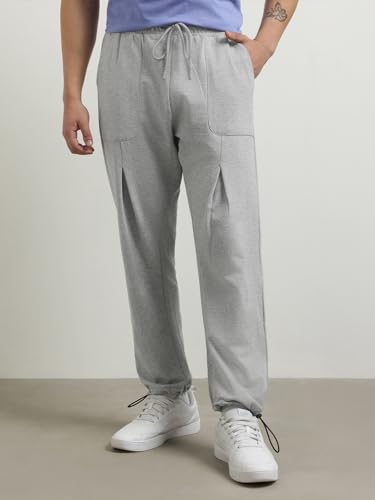 Nobero MenS Relaxed Sweatpants (1M-Bwjg-R0107_Grey Melange