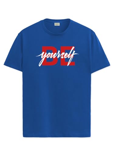 ADRO Men's Solid Regular Fit T-Shirt (RN24-BYO-RB_Royal Blue