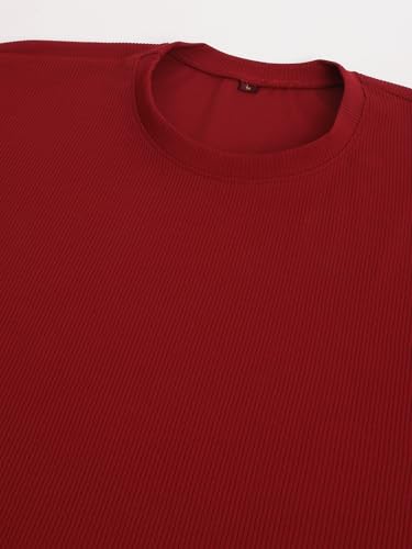 LookMark Mens Crepe Blend Solid Pattern Pajama & T-Shirt Set, Short Sleeve, Round Neck, Drawstring, Pocketed Elegance (AZ-LM-P1