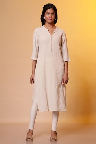 Aurelia Women's Solid Cotton Blend Straight Kurta