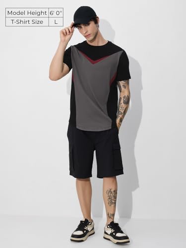 The Souled Store Fiery Regular Fit Cotton Short Sleeve Round Neck Drop Cut T-Shirts for Men and Boys