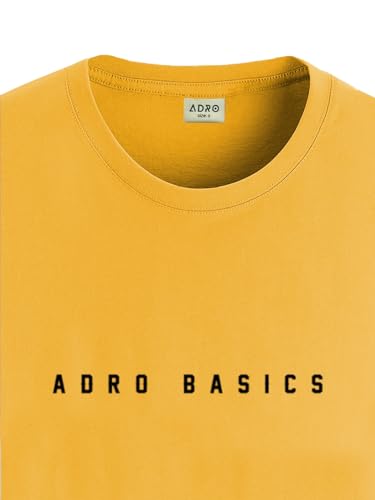 ADRO Men's Solid Regular Fit T-Shirt (RN24-AR2-MU_Mustard