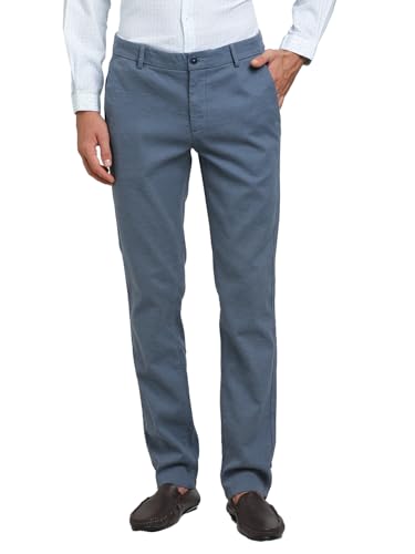 Turtle Men Cotton Stretch Ultra Slim Fit Light Blue Casual Trouser