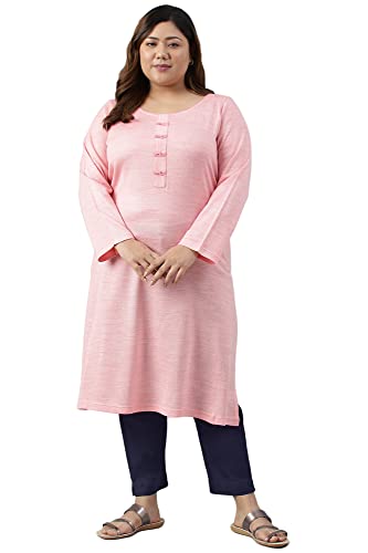 Aurelia Women's Acrylic Straight Fit Mix Solid Yarn Dyed Kurta
