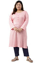 Aurelia Women's Acrylic Straight Fit Mix Solid Yarn Dyed Kurta