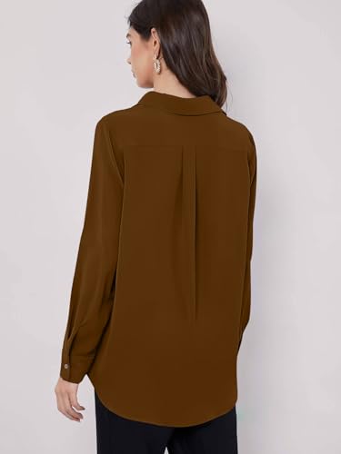 Greciilooks WomenS Regular Fit Western Shirt (Gl-W1894_Brown