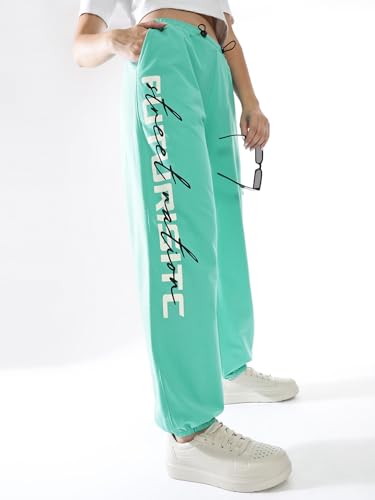 Hubberholme Women Printed Jogger High-Rise Casual Track Pants 10 Blue