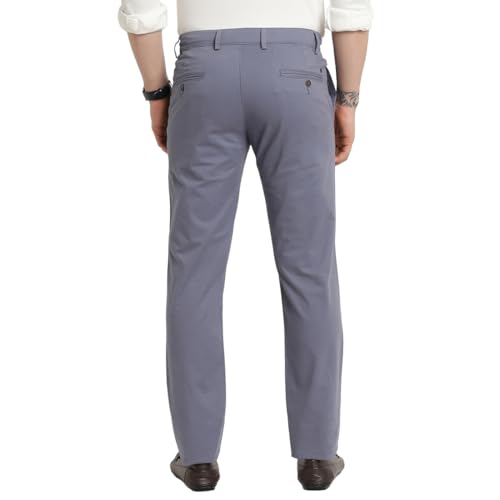 Turtle Men Cotton Stretch Ultra Slim Fit Steel Grey Casual Trouser