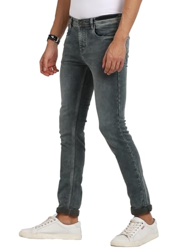 Turtle Men Cotton Stretch Solid Narrow Fit Dark Green Jeans