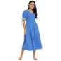 Fabindia WomenS Pure Cotton Fit And Flare Calf Length Dress (20029089_Blue