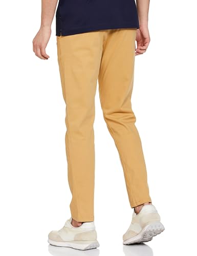 The Indian Garage Co Men Slim Fit Solid Mid-Rise Chinos Beige