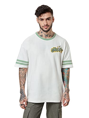 The Souled Store| Official Peanuts: Snoopy Sketch Mens And Boys T-Shirts|Half Sleeve|Oversized Fit Graphic Printed|100% Cotton W
