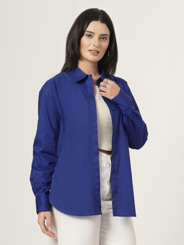 Style Quotient Women Blue Oversized Shirt