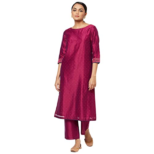 Fabindia Women Silk Printed Kurta Set Cotton_Navy
