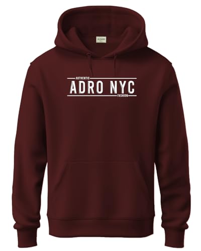 ADRO Men's Cotton Neck Hooded Sweatshirt (H24-ADRO-MR_Maroon