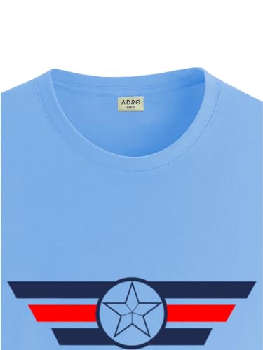 ADRO Men's Solid Regular Fit T-Shirt (RN24-CAP-SK_Sky Blue
