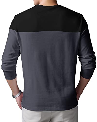 EYEBOGLER Mens Round Neck Regular Fit Colorblocked Full Sleeves T-Shirt