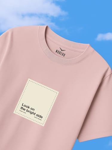 Nobero Men Cotton Graphic Print Oversized Fit T-Shirt (1M-Twrt-C0910-Og_Blush