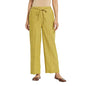 Fabindia Women Drawstring Casual Pant Cotton_M Green