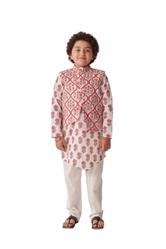 Pspeaches Boys Floral Printed Regular Kurta With Pyjamas (7-8Years)