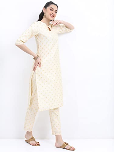 KETCH Polyester Women's Regular Fit Self Design Threeforth Sleeve Kurta With Pant & Dupatta