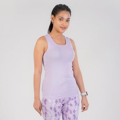 Rupa Colors Playsure Solid 100% Combed Cotton Rib Fabric, Womens Tank Top, Sleeveless Pack of 1