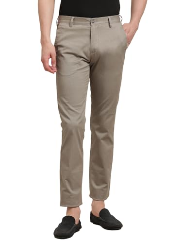 Turtle Men Cotton Stretch Grey Solid Ultra Slim Fit Casual Trouser