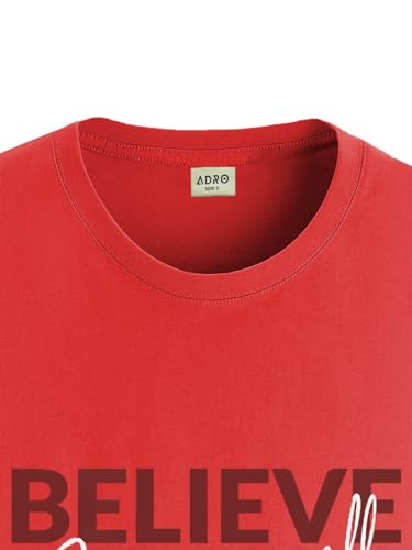 ADRO Men's Solid Regular Fit T-Shirt (RN24-INV-RD_Red