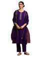 Varanga Women-Thread & Sequin Embroidered Yoke Kurta With Trouser & Scallop Dupatta