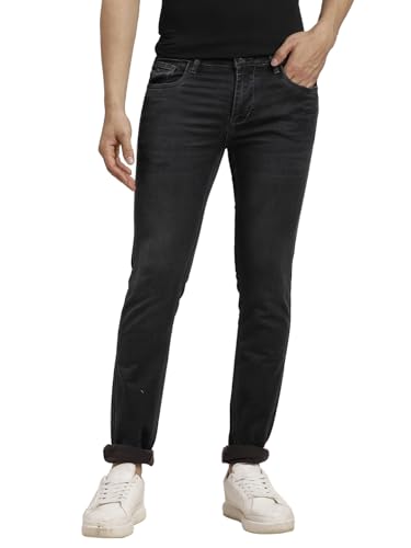 Turtle Men Cotton Stretch Dark Grey Narrow Fit Jeans