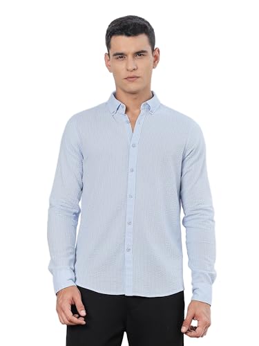 Thomas Scott Mens | Solid | 100% Cotton | Full Sleeve | Button Down Collar | Casual | Shirt for Men Sky Blue