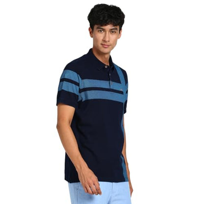 Turtle Men 100% Cotton Indigo Slim Fit Navy Blue Polo T-Shirt