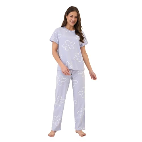 Sweet Dreams Women Printed Pyajama Set Lilac