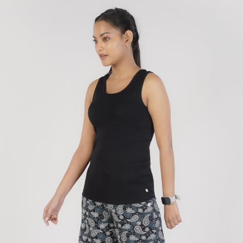 Rupa Colors Playsure Solid 100% Combed Cotton Rib Fabric, Womens Tank Top, Sleeveless Pack of 1