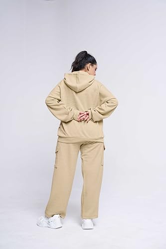 GRECIILOOKS Cotton Regular Woolen Co Ord Hoodie Set for Women Winter Wear | Full Sleeve (GL-W2067&TR1035_Beige