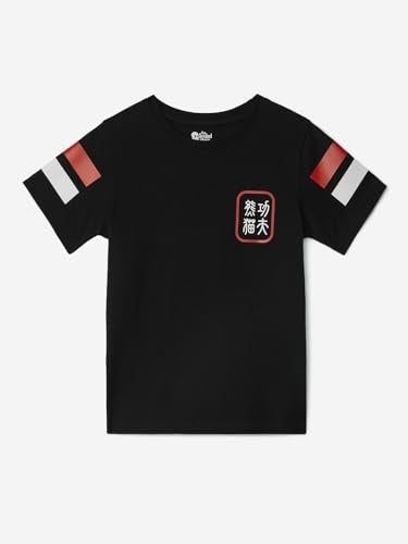 The Souled Store Kung Fu Panda: Power Boys Short Sleeves Round Neck Black Graphic Printed Regular Fit Cotton T-Shirts (2-8 Yrs)