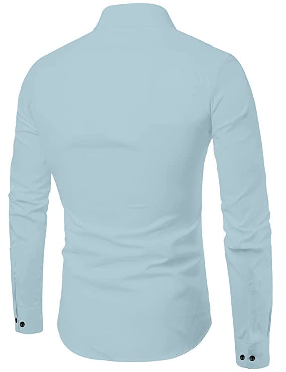 Bellstone Mens Solid Regular Fit Shirt (B-8200_Aqua