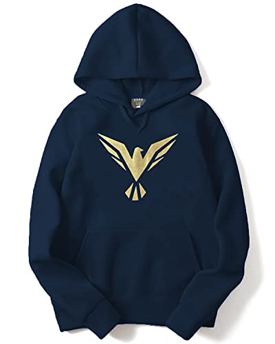 ADRO Men's Cotton Neck Hooded Sweatshirt (H20-GL-BIR-NB_Navy_XL)