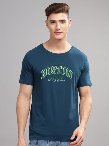 ADRO Mens Printed T Shirt - Premium Cotton Graphic Printed Tshirt - Teal T-Shirt - RN24-BOST-SB