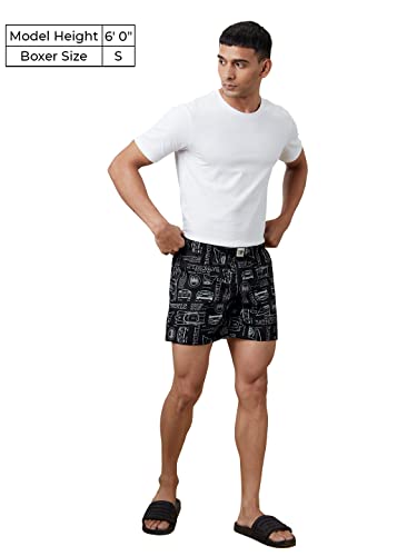 The Souled Store Official Batman: Batmobile Mens And Boys Graphic Printed Cotton Poplin Boxer Shorts Black