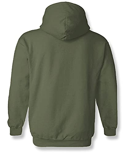 ADRO Men's Cotton Neck Hooded Sweatshirt (H21-M-REV-OL_Olive)
