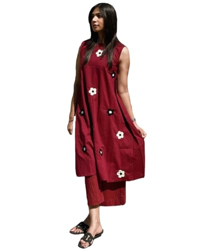 ANNI DESIGNER Women's Rayon Viscose Embroidered A-Line Kurta with Palazzo