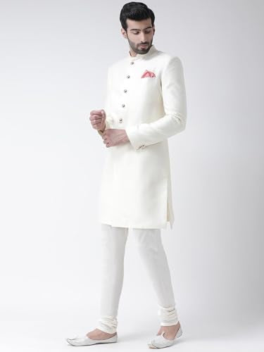 Kisah Sherwani For Men Wedding  Jacquard Indo Western Sherwani With Churidar | Designer Ethnic Outfit For Groom & Festivals, Off