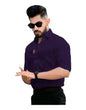 Tee Projekt Shirt for Men Cotton Plain Spread Collar Casual Shirt Parfect for ormal Wear, Home Wear, Office Wear Purple