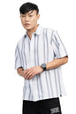 Hubberholme Men Cotton Short Sleeves Oversized Striped Shirt 13