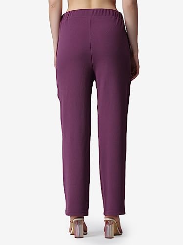 POPWINGS Casual Formal Regular Fit Solid Trousers for Women || Stylish Formal Trouser for Women with Pockets || Pull On Trouser