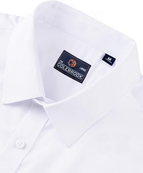 CB-COLEBROOK Mens Cotton Casual Classic Design Button Up Shirt with Chest Pocket, Male Clothes for Spring and Fall Business Occ
